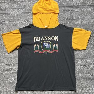 Vintage Wilson Hooded Colorblock T-Shirt 80s 90s Branson Single Stitch  XL Black
